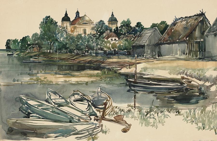 Tykocin – kościół Św. Trójcy, Narew, łodzie
