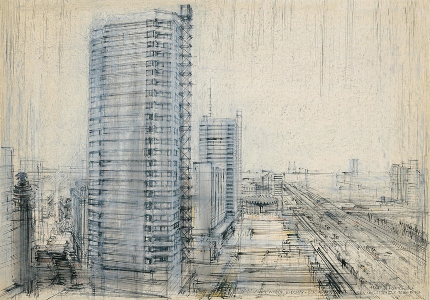 Warszawa – ul. Marszałkowska, Ściana Wschodnia, panorama (1964)