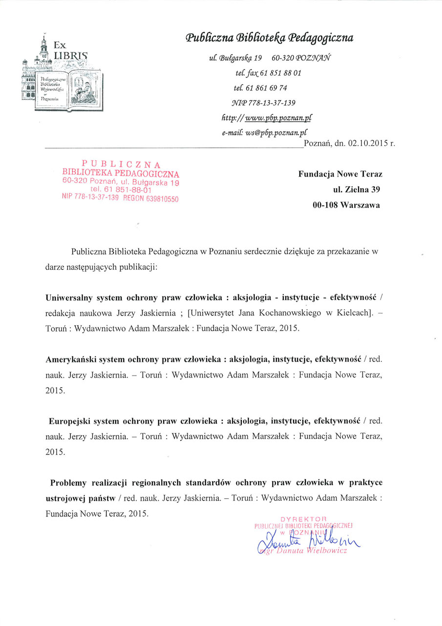 Dar dla Publicznej Biblioteki Pedagogicznej w Poznaniu. Fot.1